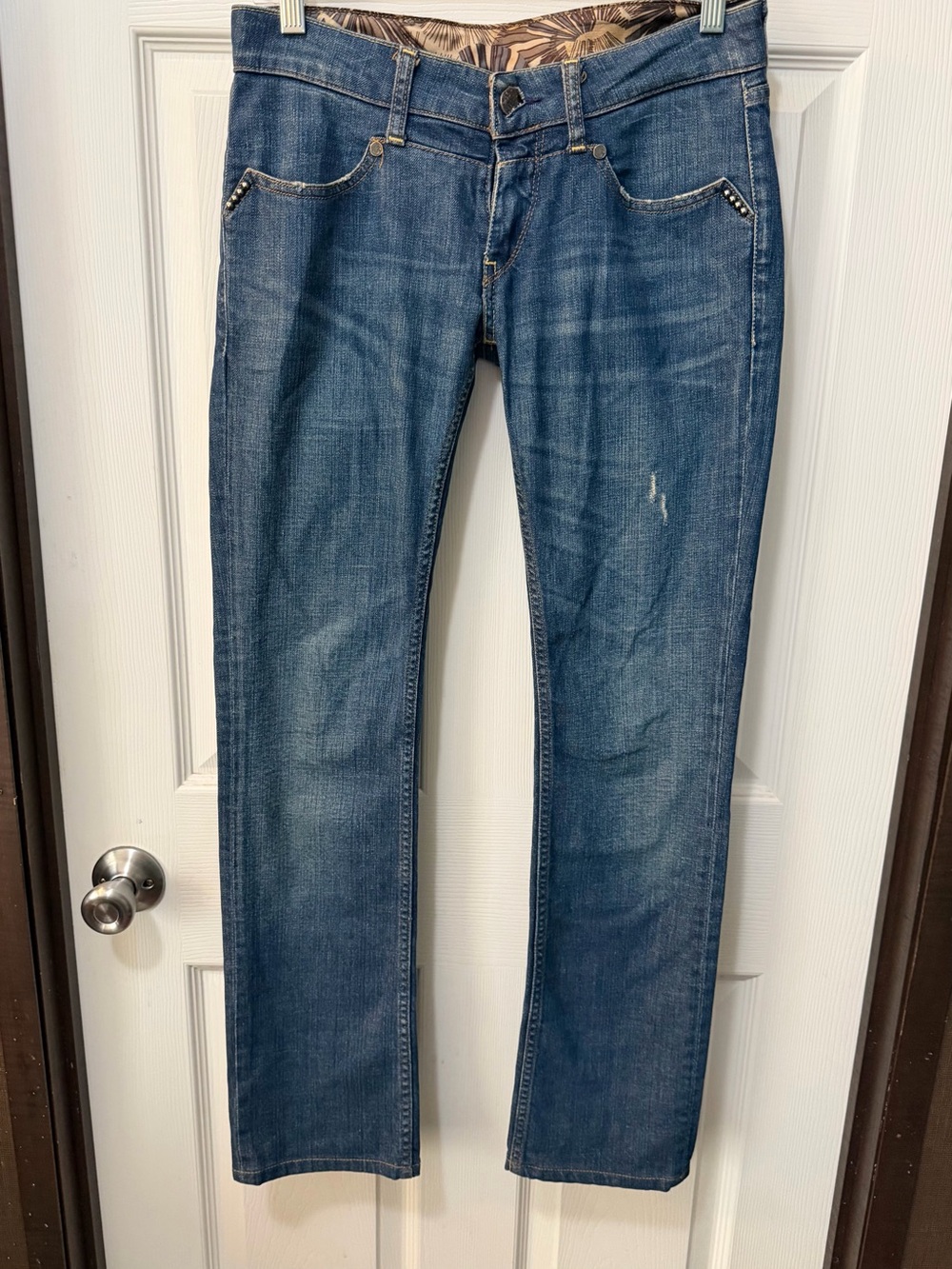 We Are Replay Y2K Biker Jeans 27 VTG Low Rise Studded Horsebit Leather Buckle